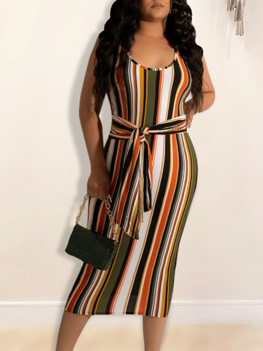 

LW Striped Bandage Design Cami Dress, Multicolor mstn