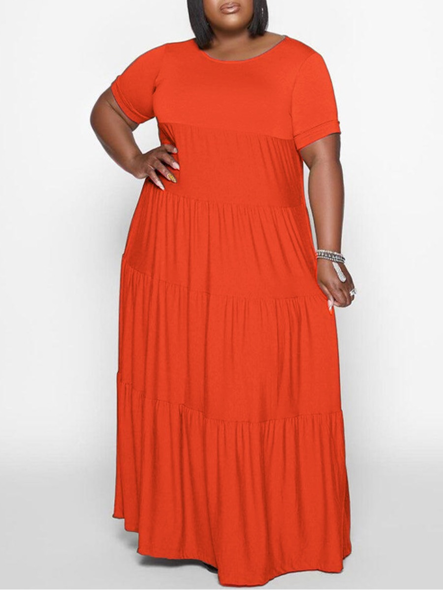 

LW Plus Size Ruffle Design A Line Dress, Jacinth