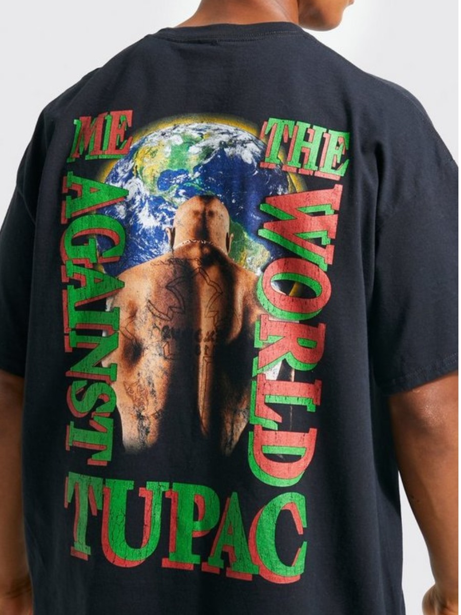 

LW Men World Letter Print T-shirt, Black