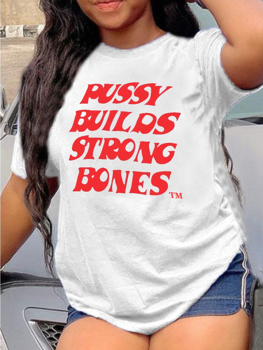 

LW BASICS Strong Bones Letter Print T-shirt, White