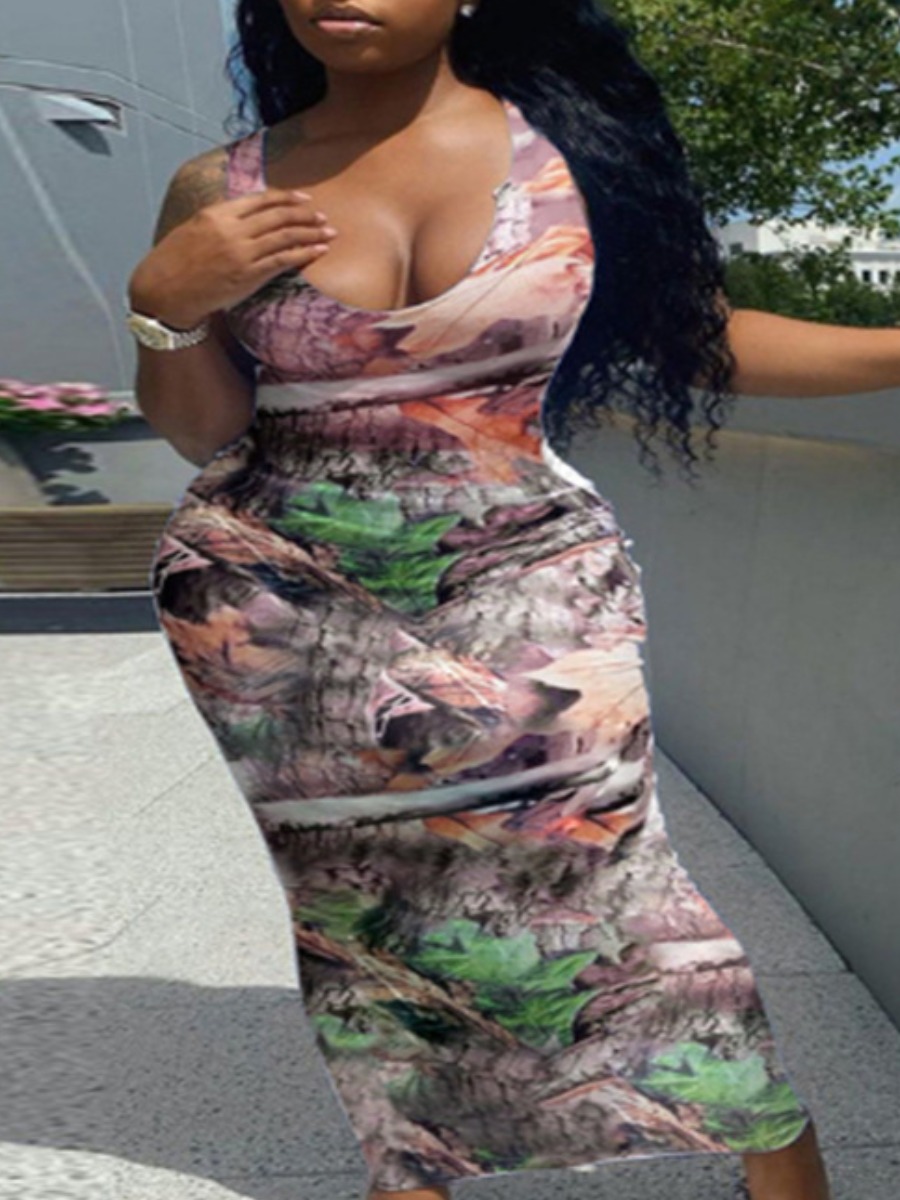 

LW Mixed Print Bodycon Cami Dress, Multi