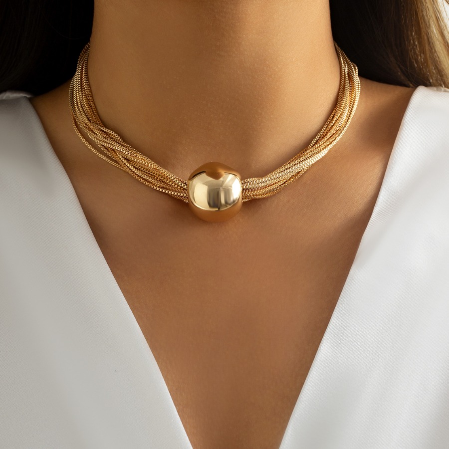 LW Metal Dot Multilayer Chain Necklace