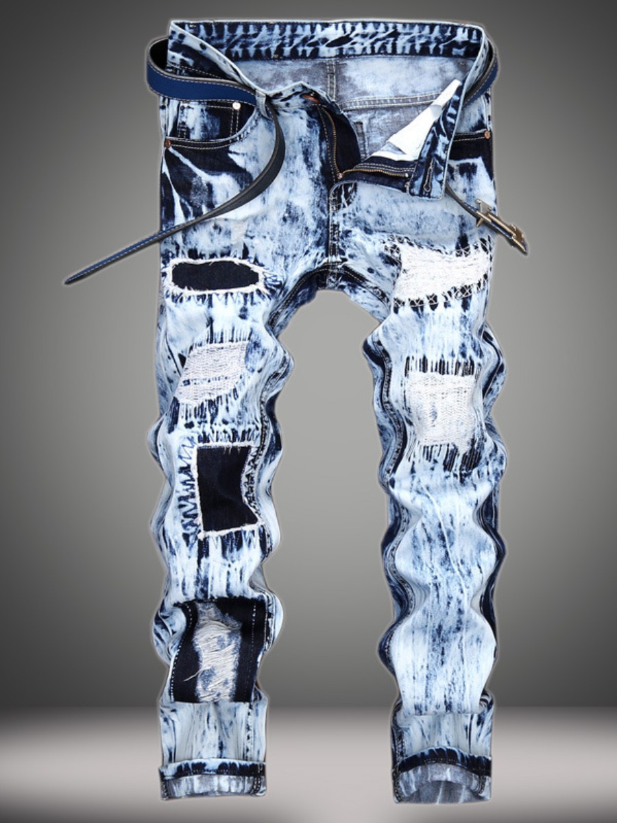 LovelyWholesale Men Tie-dye Ripped Jeans Spring|Fall Street Ripped Spring Summer 2024