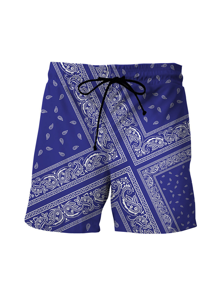 LW Men Cashew Print Drawstring Shorts