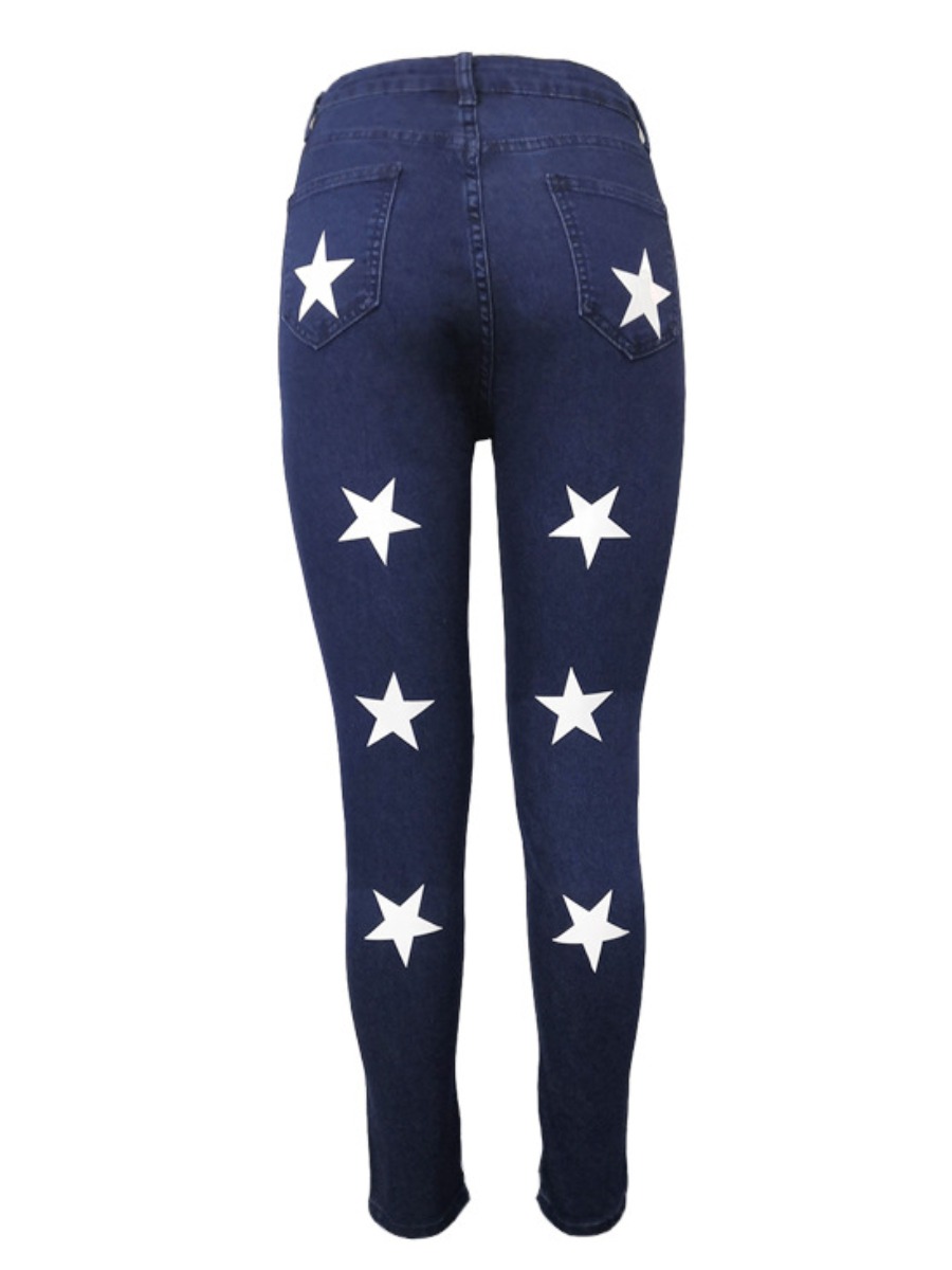 LW High-waisted Star Print Jeans