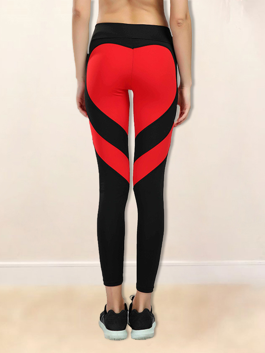 

LW SXY Heart Print High Stretchy Yoga Leggings, Red