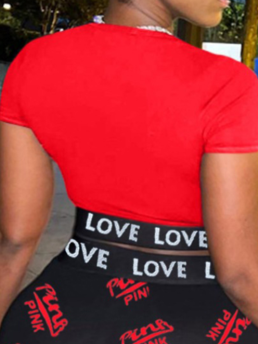 LW Plus Size Crop Top Love Letter Print T-shirt