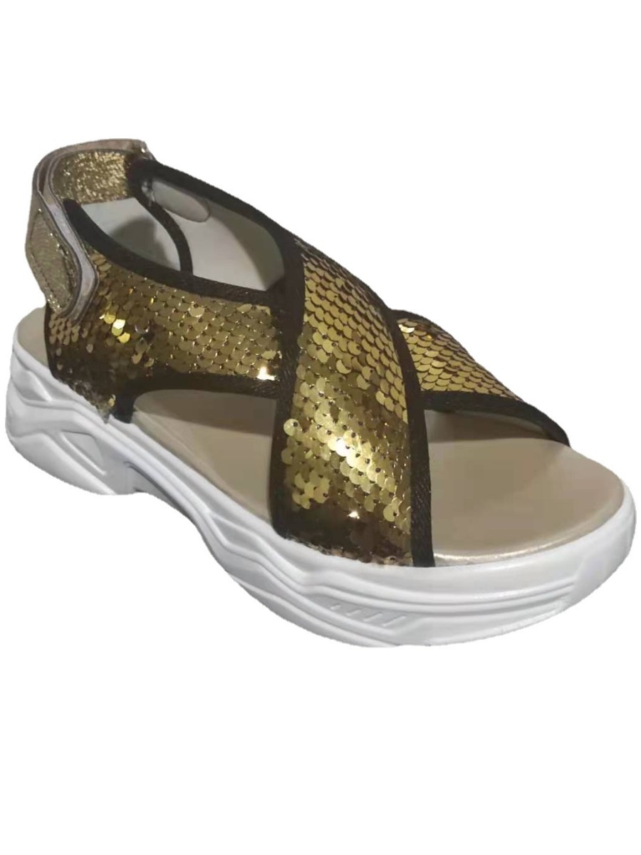 LW Sequined Cross Strap Sandals