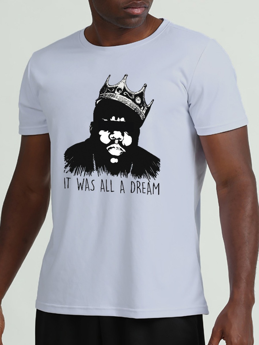 

LW Men Crown Figure Letter Print T-shirt, White