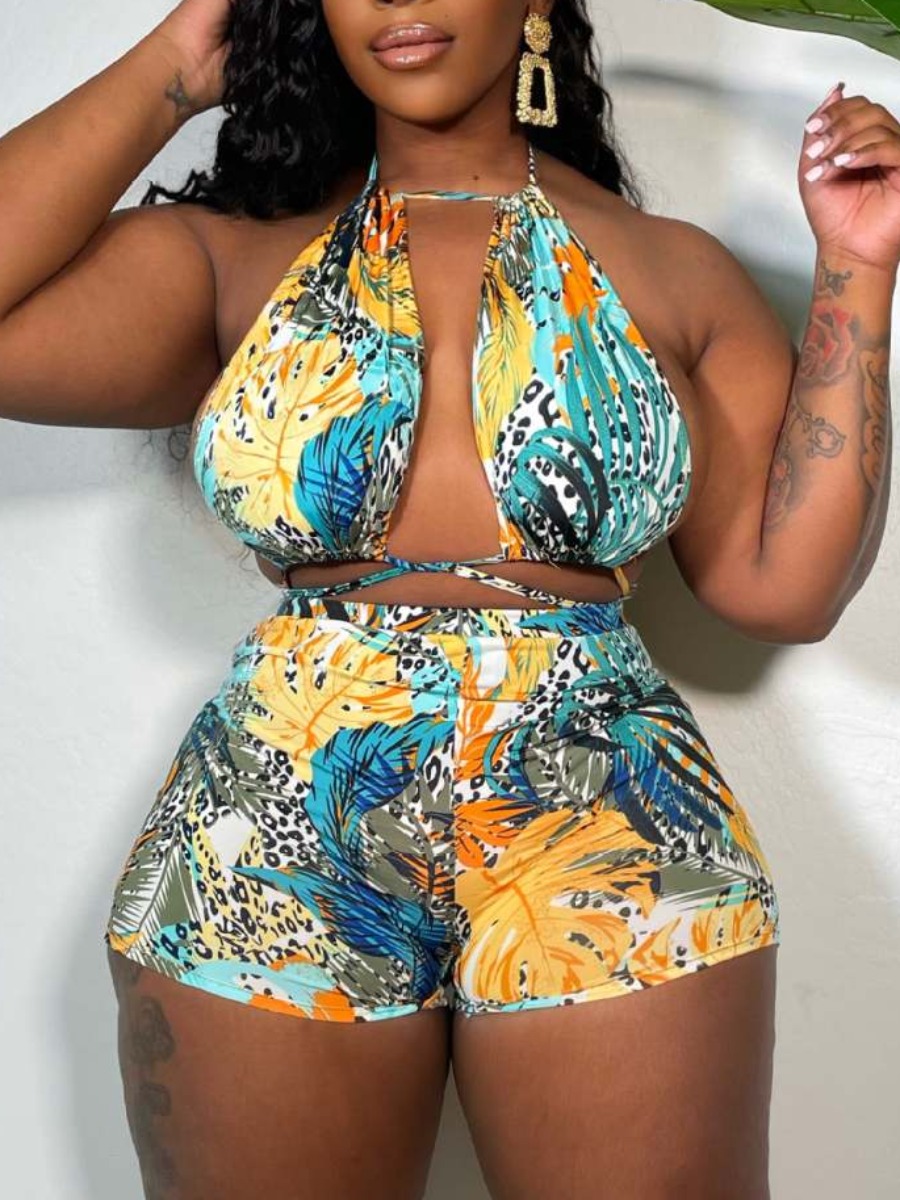 

LW Floral Animal Print Shorts Set, Multi