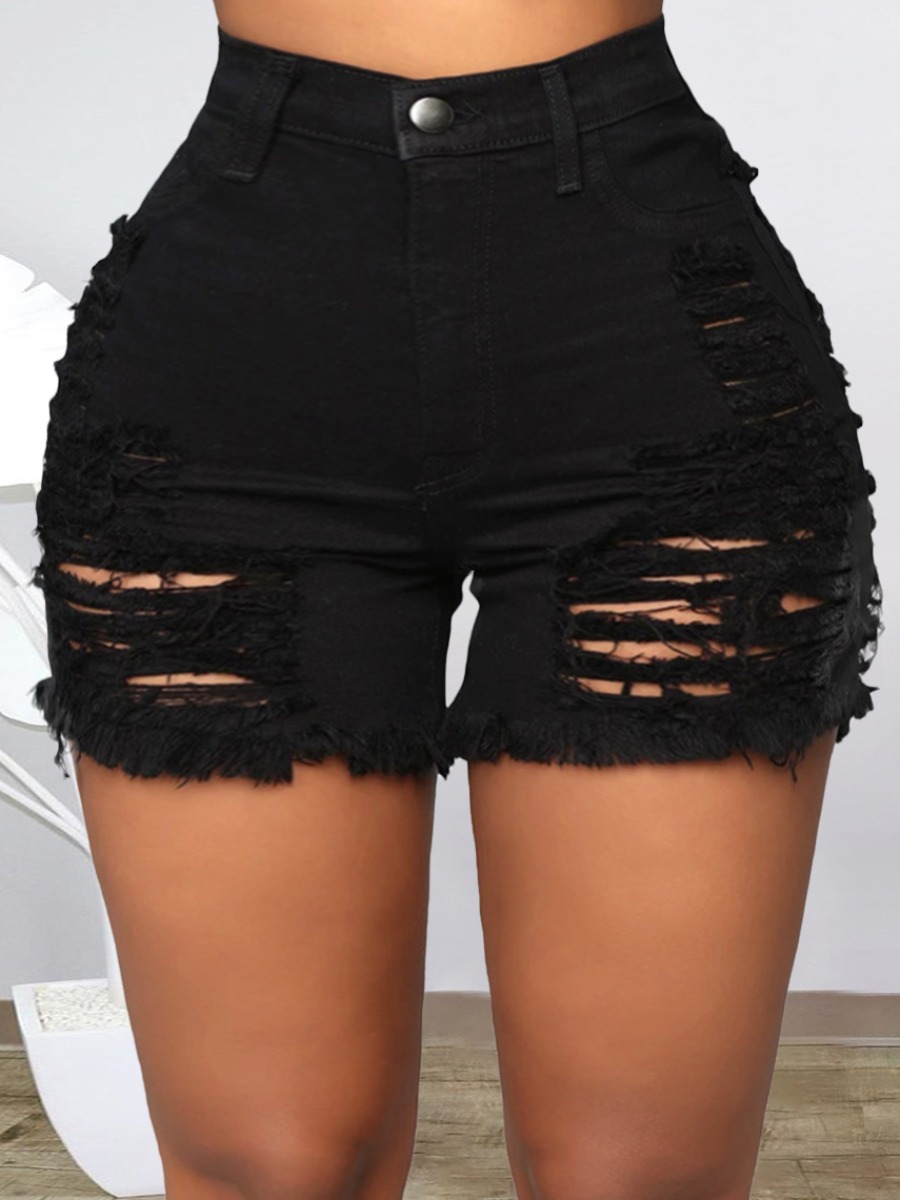LW Plus Size Ripped Medium Stretchy Denim Shorts