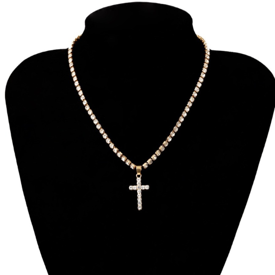 

LW Men Cross Decor Necklace Jewelry, Gold
