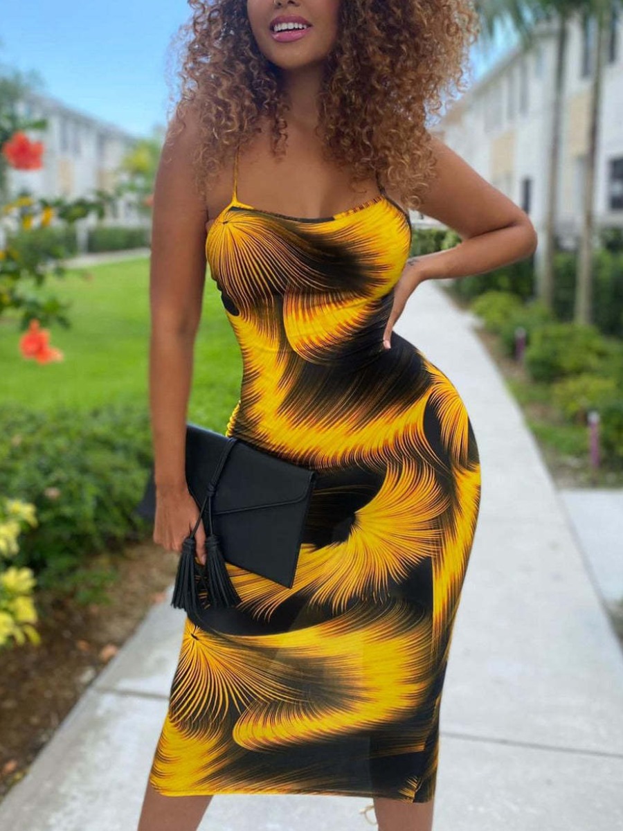 

LW Gradient Backless Bodycon Dress, Gold