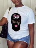 LW Plus Size Masked Face Figure Letter Print T-shirt
