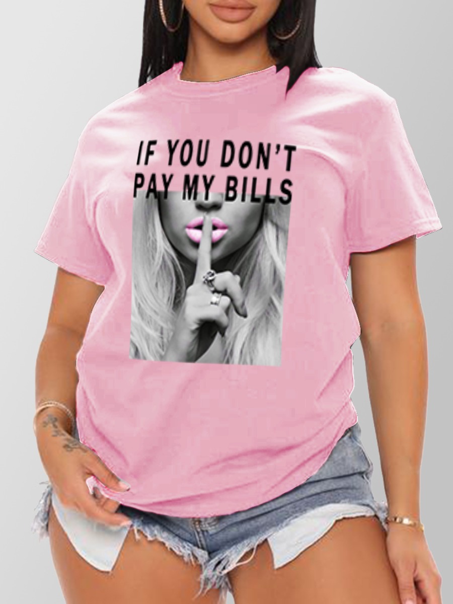 LW Cotton-Feel Figure Letter Print T-shirt