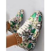 LW Heart Mixed Print Platform Flats