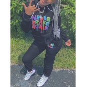 LW Hooded Collar Letter Print Sweatsuit Set