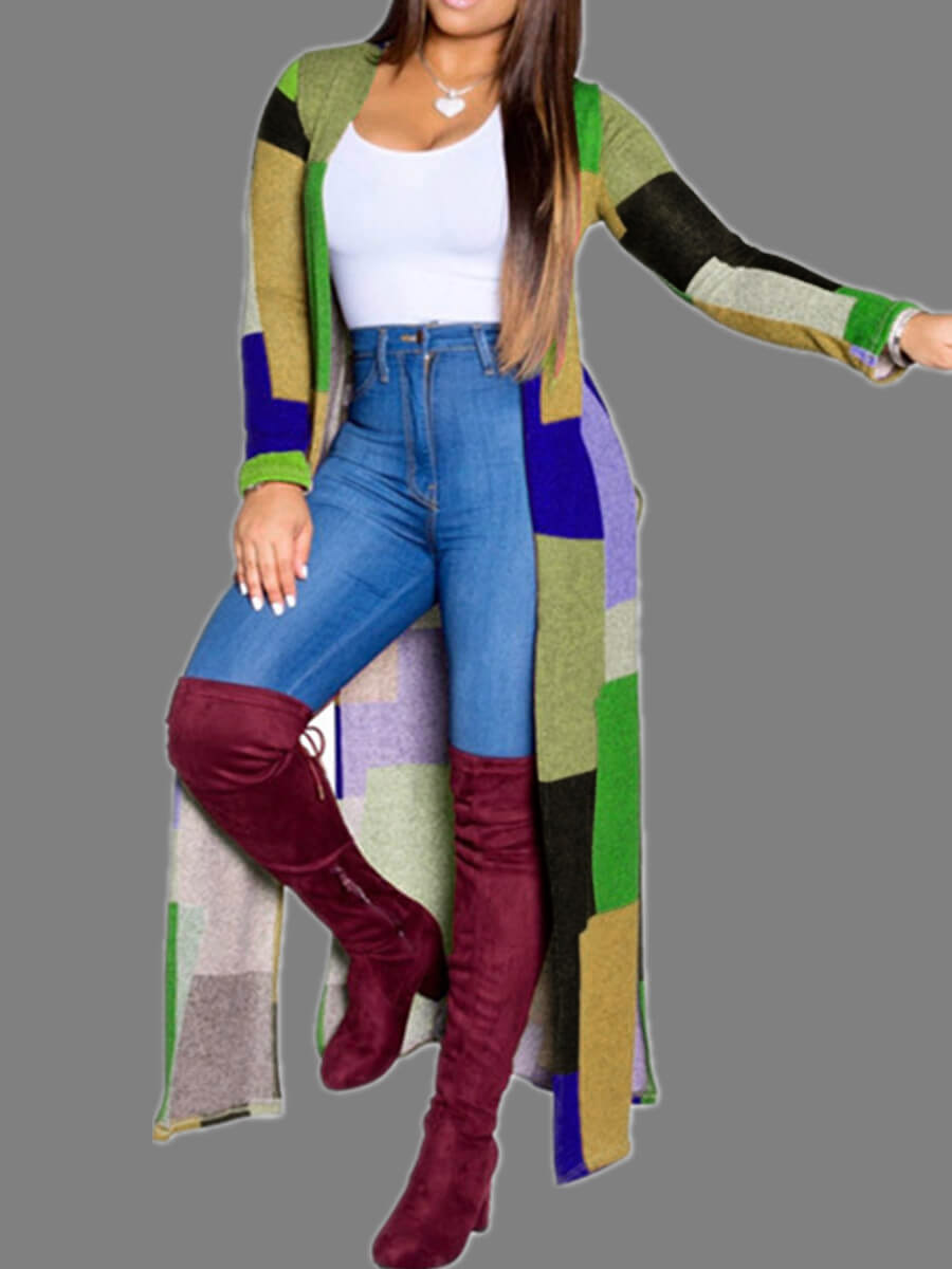 LW Color-lump Patchwork Trench Coat