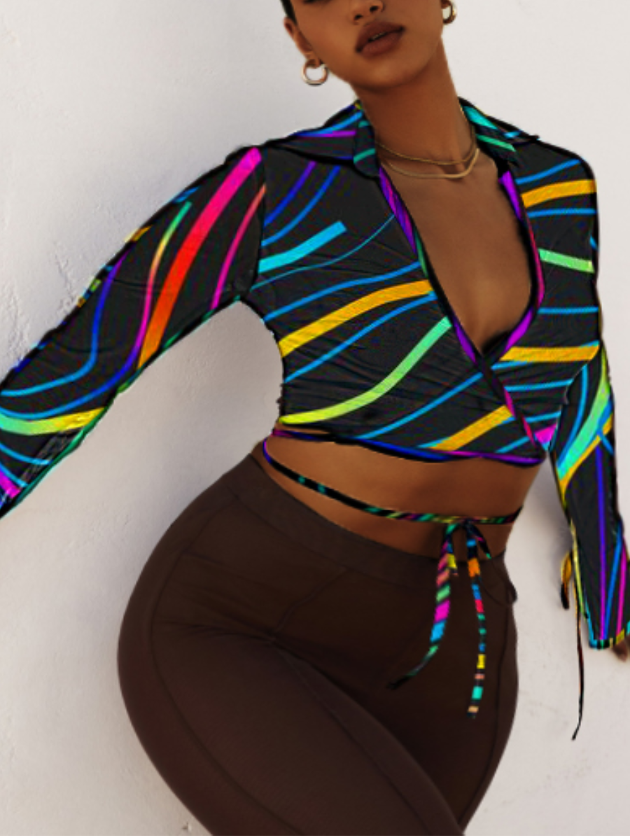LW SXY Plus Size Striped Flared Blouse