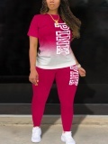 LW Plus Size Gradient Pink Letter Print Pants Set