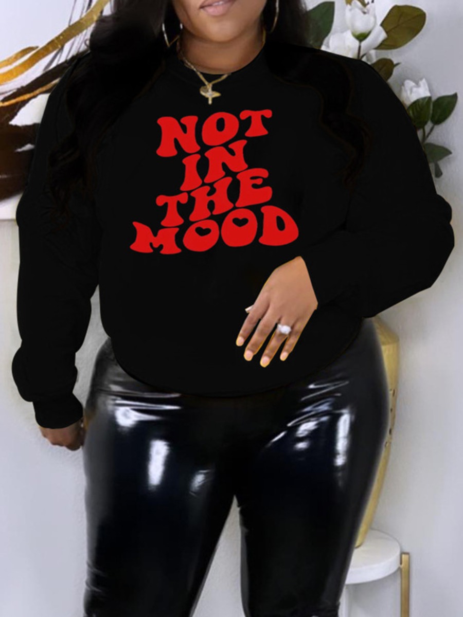 LW Plus Size Not In The Mood Letter Print Sweatshirt 2X