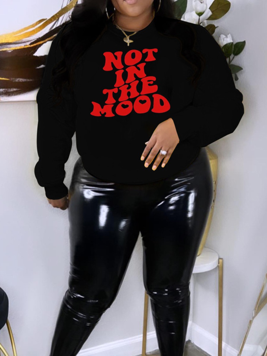 LW Plus Size Not In The Mood Letter Print Sweatshirt 2X