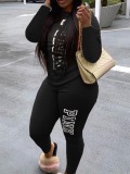 LW COTTON Pink Letter Print Pants Set