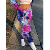 LW Mid Waist Ripped Tie Dye Jeans