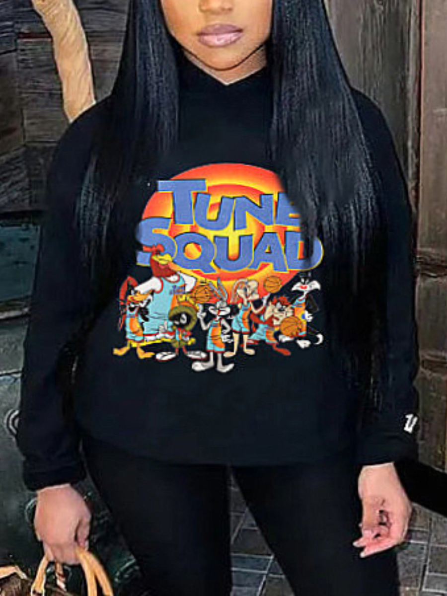 LovelyWholesale Plus Size Cartoon Letter Print Sweatshirt Fall Long Sleeve Casual Round Neck  5X Spring Summer 2024
