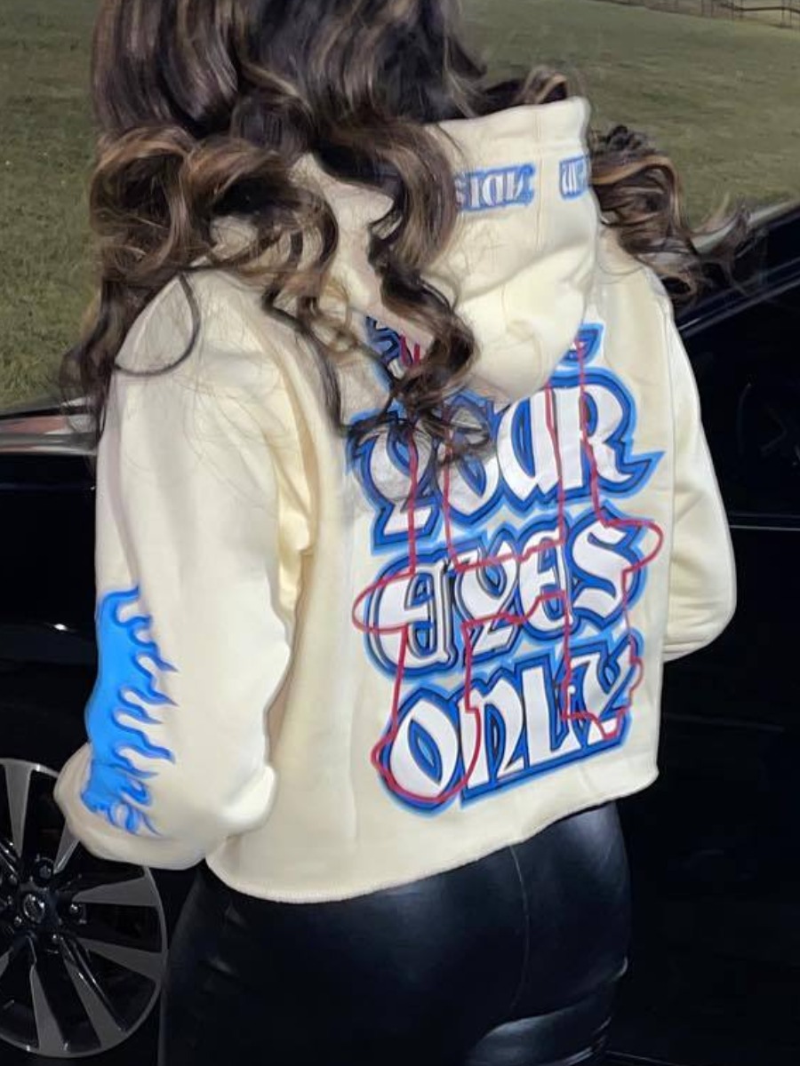 LW Hooded Collar Letter Print Hoodie