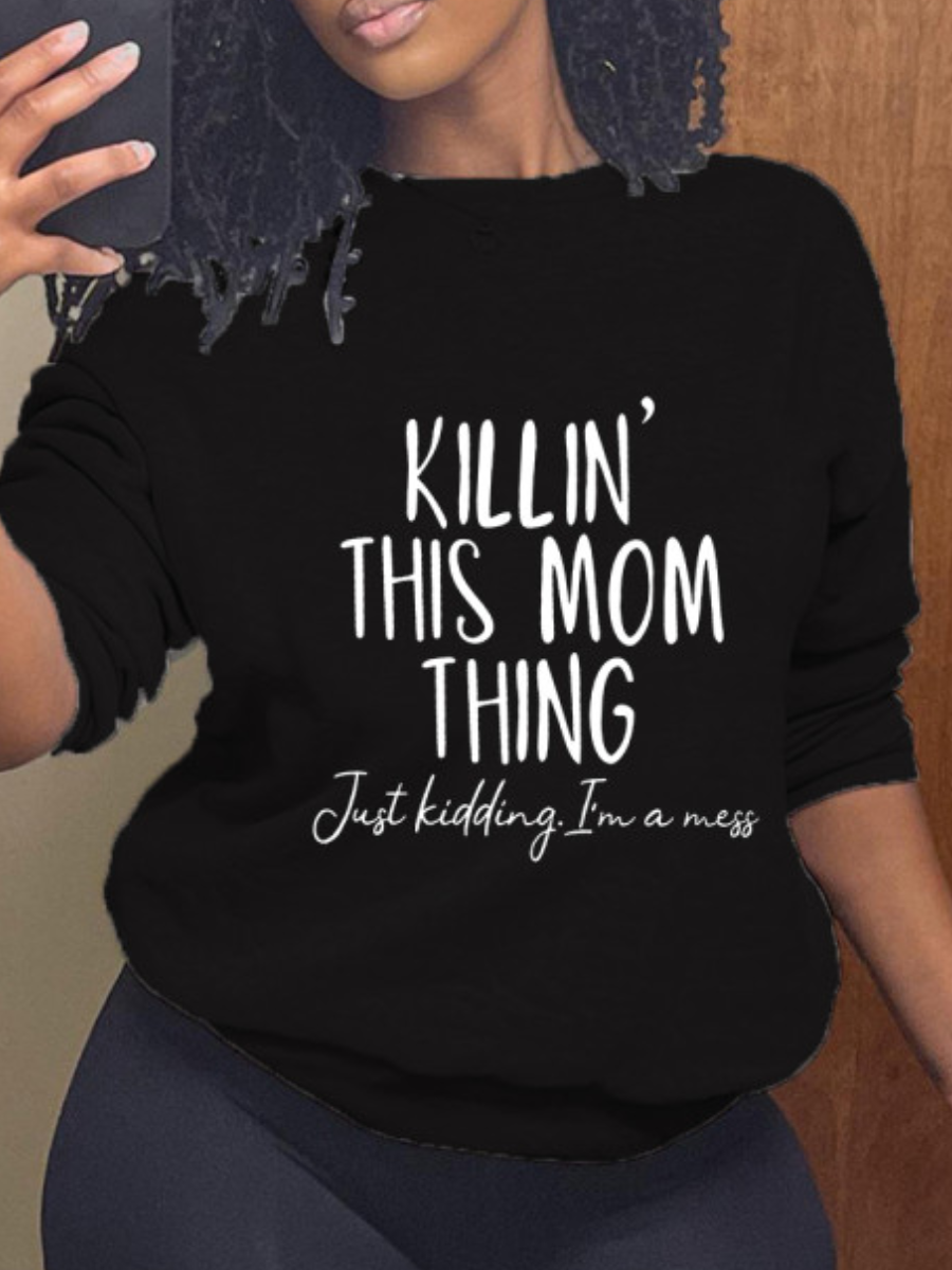 LW Round Neck Letter Print Sweatshirt