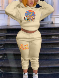 LW Plus Size Cartoon Letter Print Tracksuit Set