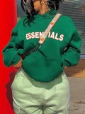 LW Essentials Letter Print Kangaroo Pocket Hoodie