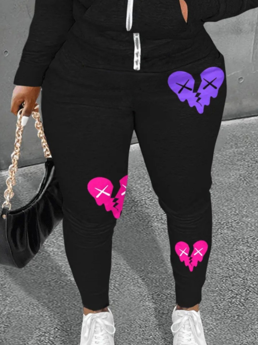 LW Mid Waist Broken Heart Print Sweatpants