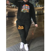 LW Plus Size Cartoon Letter Print Tracksuit Set