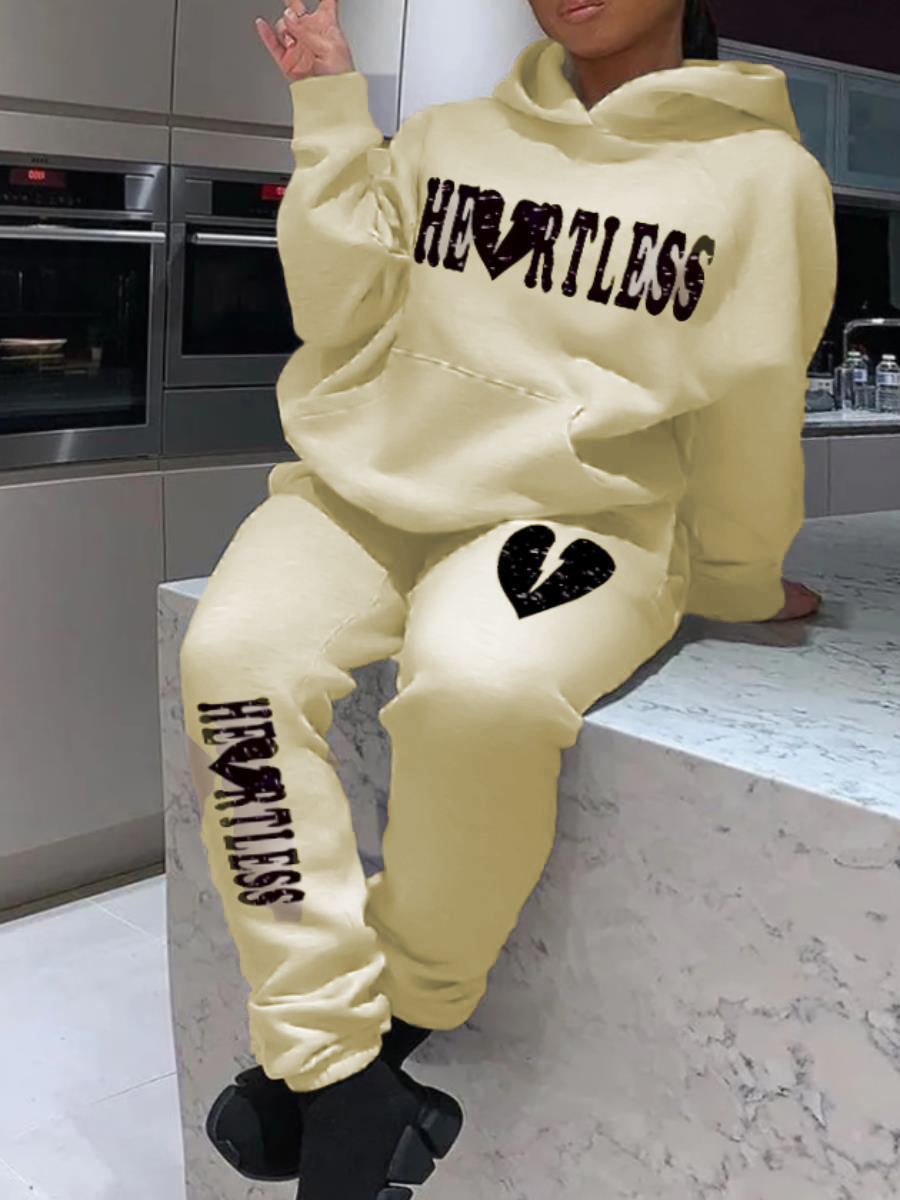 LW Cartoon Letter Print Tracksuit Set