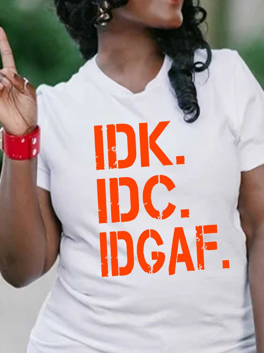 LovelyWholesale Plus Size Round Neck Letter Print T-shirt Summer Short Sleeve Casual Round Neck  5X Spring Summer 2024