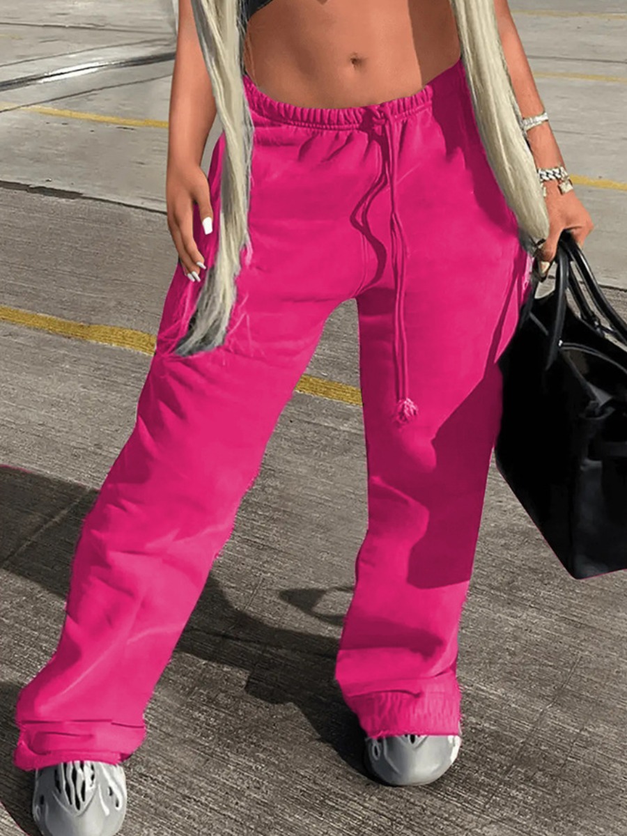 LW BASICS Mid Waist Letter Print Drawstring Sweatpants