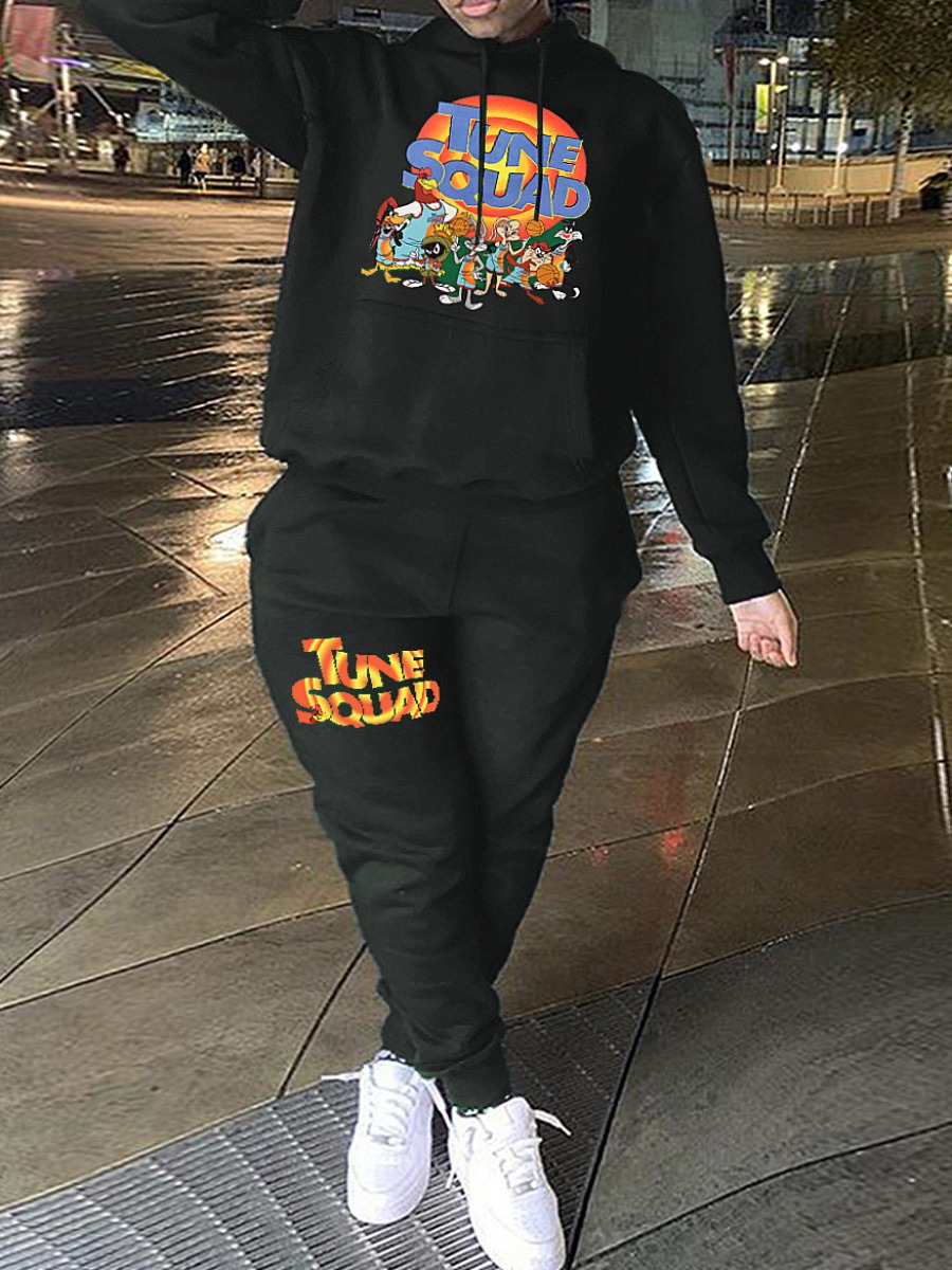 LW Cartoon Letter Print Tracksuit Set