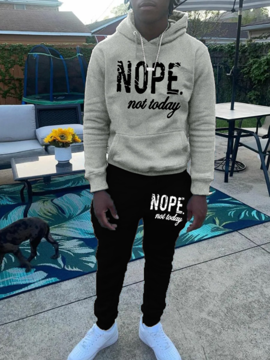 LW Men Nope Not Today Letter Print Tracksuit Set