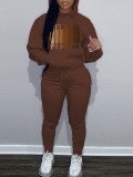 LW Plus Size Melanin Letter Print Tracksuit Set