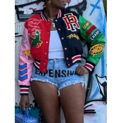 LW Letter Decor Patchwork Varsity Jacket