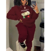 LW Plus Size Money Letter Print Kangaroo Pocket Tr