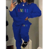 LW Plus Size Letter Print Kangaroo Pocket Tracksui
