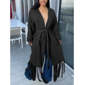 LW Tassel Design Sweater Trench Coat