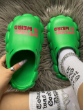 LW Letter Print Cut Out Slippers