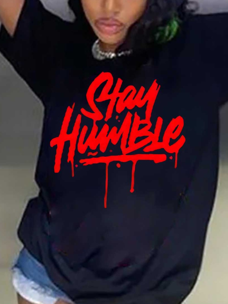 LW Plus Size Stay Humble Letter Print T-shirt
