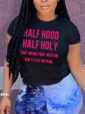 LW COTTON Half Holy Letter Print T-shirt