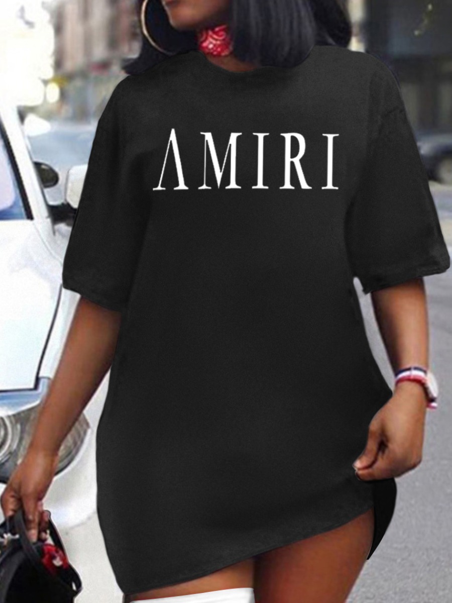 LW Dropped Shoulder Letter Print T-shirt Dress