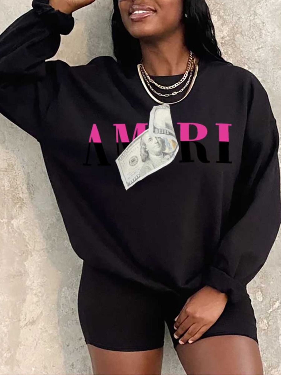 LW Money Letter Print Sweatshirt